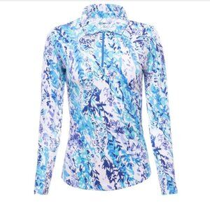 IBKUL Cat Cay Print UPF 50  1/4 Zip Pullover Golf Shirt SIZE LARGE